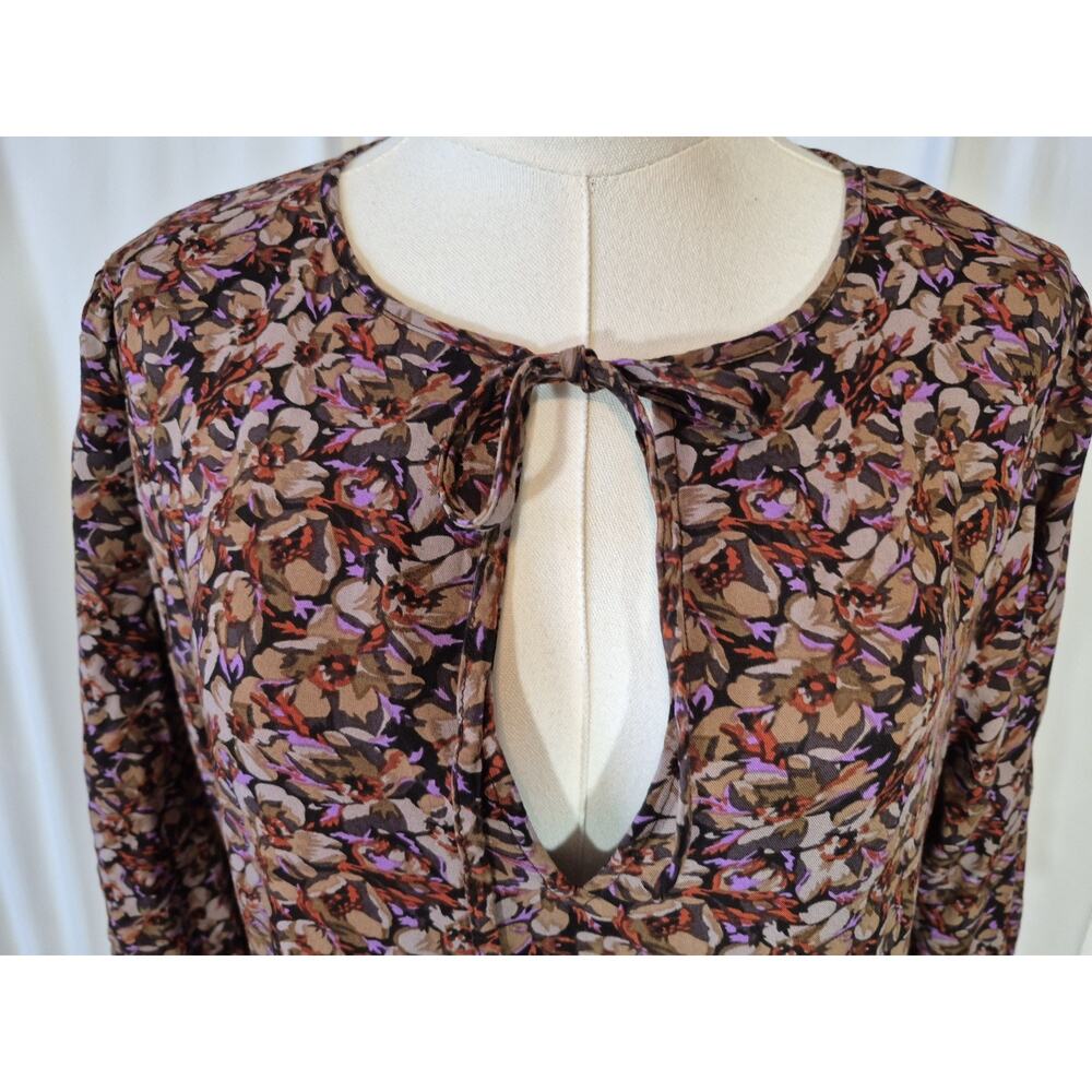 Natural Life Boho Prairie Floral Tiered Purple Brown Maxi Dress Medium - Picture 4 of 12